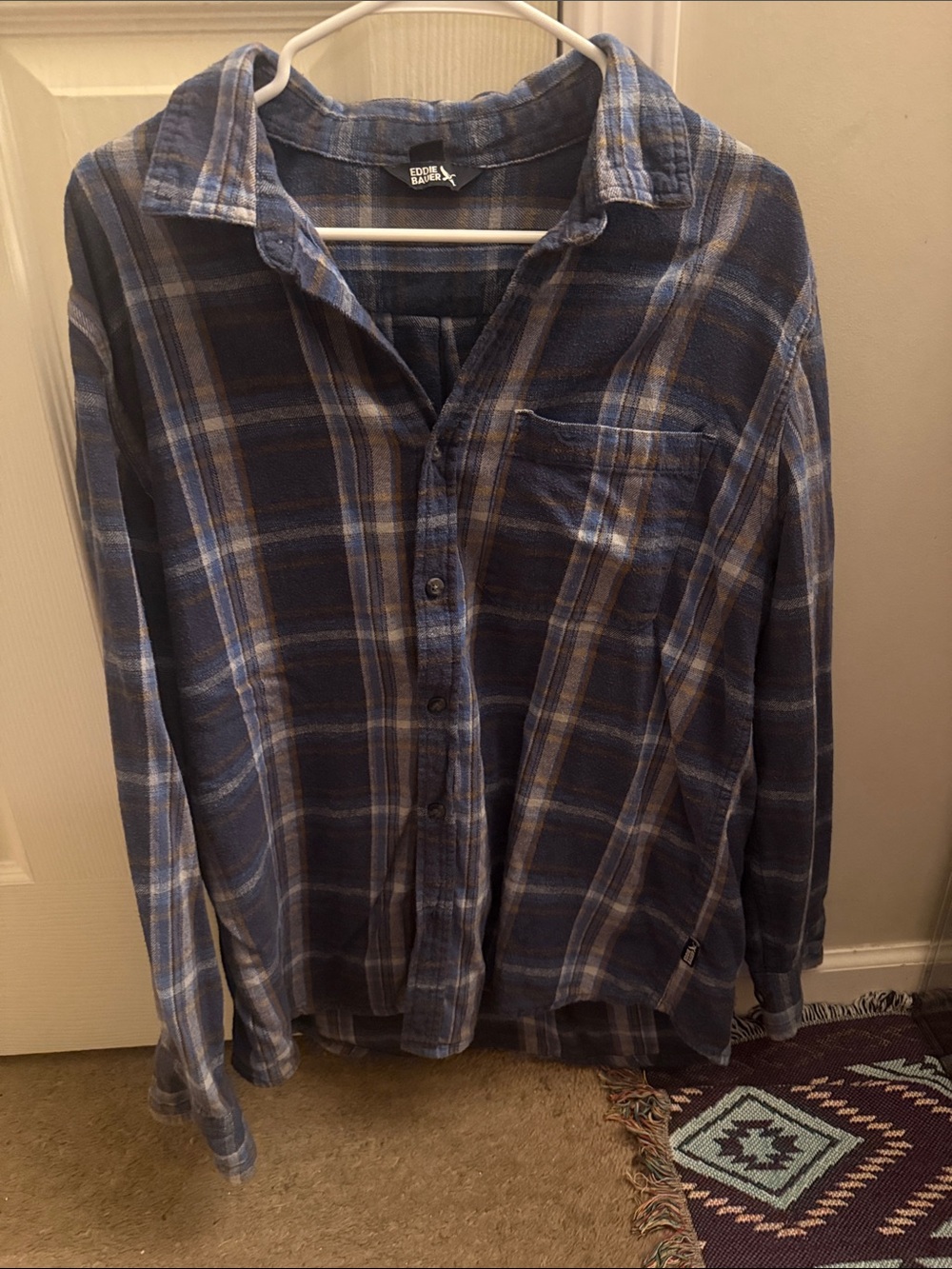 Men's Eddie Bauer Blue Plaid Button-Up Shirt